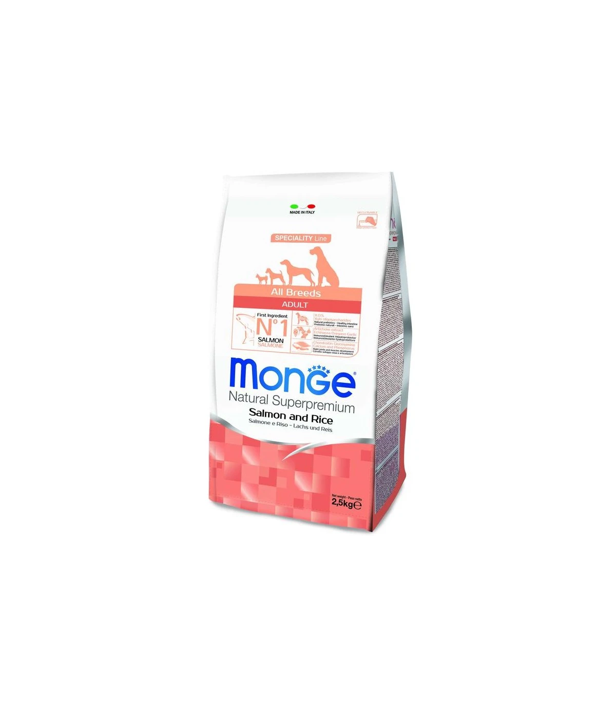 Monge Cane Adult All Breeds Salmone E Riso 2,5 Kg 3 Monge Cane Adult All Breeds Salmone E Riso 2,5 Kg